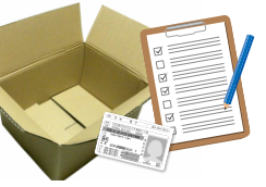 宅配買取BOX同封の申込書を記入。身分証明書のコピーを添付。