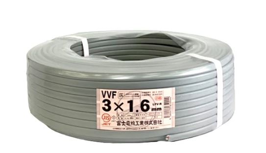 VVFケーブル 3x2.0mm 100m いぶかし 黒白赤