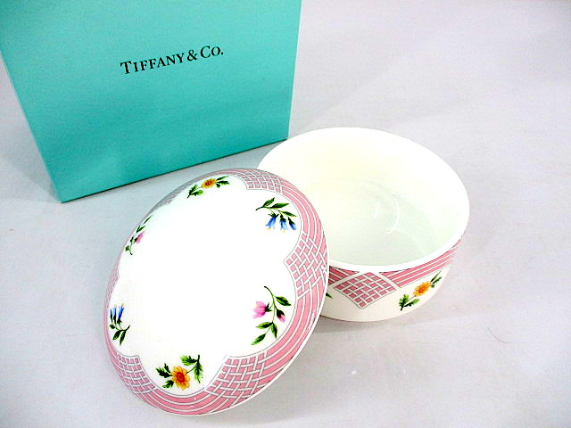 TIFFANY&Co. ティファニー シュガーポット 陶器 花柄 ホワイト ピンク