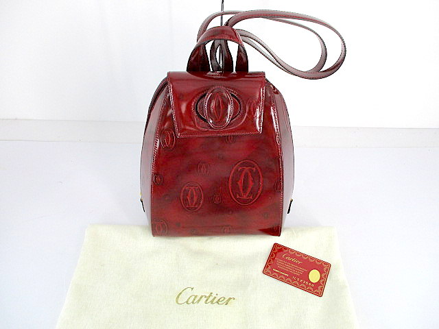 Cartier カルティエ パテントレザー ハンドバッグ-